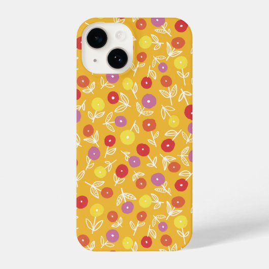 Gele Floral Ditsy iPhone Hoesje (Achterkant)