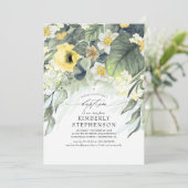 Gele Floral Elegant Summer Baptisme Kaart (Staand voorkant)