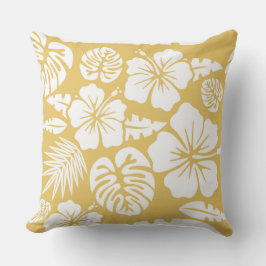 Gele Floral en Leaves Tropical Hawaiian Kussen