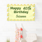 Gele Floral Fortieth Birthday Spandoek (Insitu)