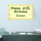 Gele Floral Fortieth Birthday Spandoek (Beurs)
