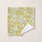Gele Floral Garden Pattern Bad Handdoek (Wasdoekje)