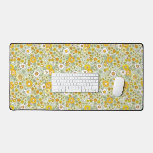 Gele Floral Garden Pattern Bureaumat (Keyboard & Muis)