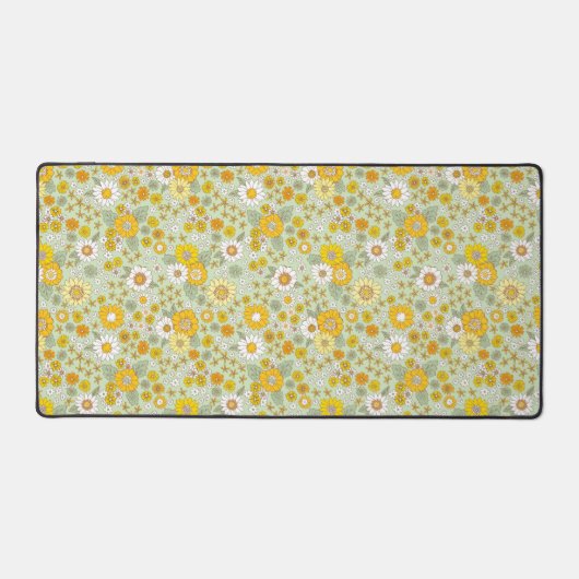 Gele Floral Garden Pattern Bureaumat (Voorkant)