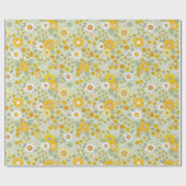Gele Floral Garden Pattern Cadeaupapier (Vlak)