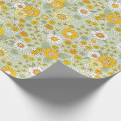 Gele Floral Garden Pattern Cadeaupapier (Hoek)