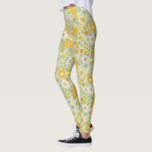 Gele Floral Garden Pattern Leggings