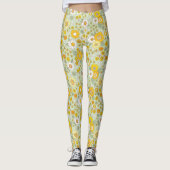 Gele Floral Garden Pattern Leggings (Voorkant)