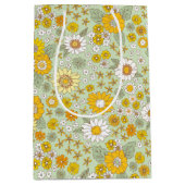 Gele Floral Garden Pattern Medium Cadeauzakje (Voorkant)