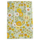 Gele Floral Garden Pattern Medium Cadeauzakje (Achterkant)