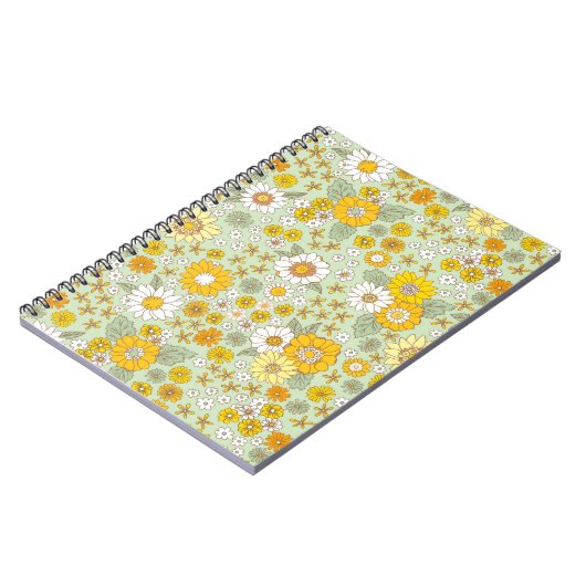 Gele Floral Garden Pattern Notitieboek (Linkerzijde)