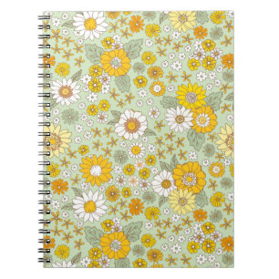 Gele Floral Garden Pattern Notitieboek