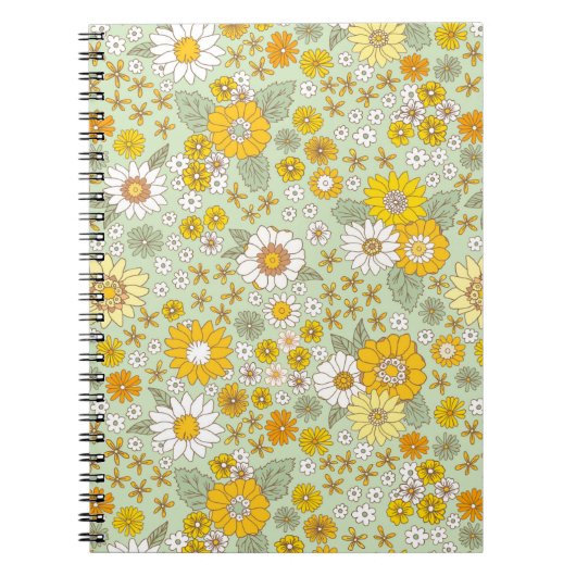 Gele Floral Garden Pattern Notitieboek (Voorkant)