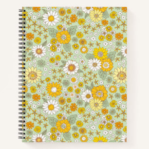 Gele Floral Garden Pattern Notitieboek