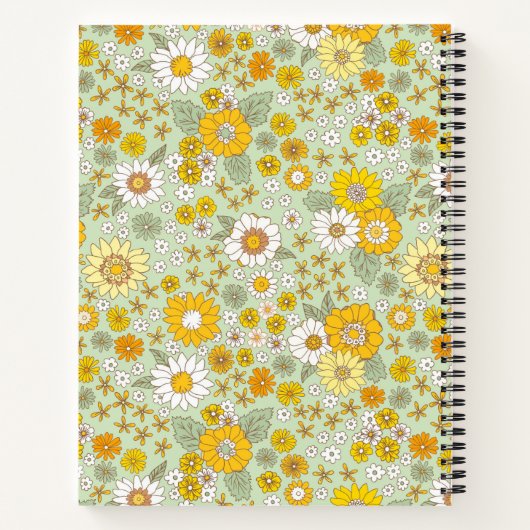 Gele Floral Garden Pattern Notitieboek (Achterkant)