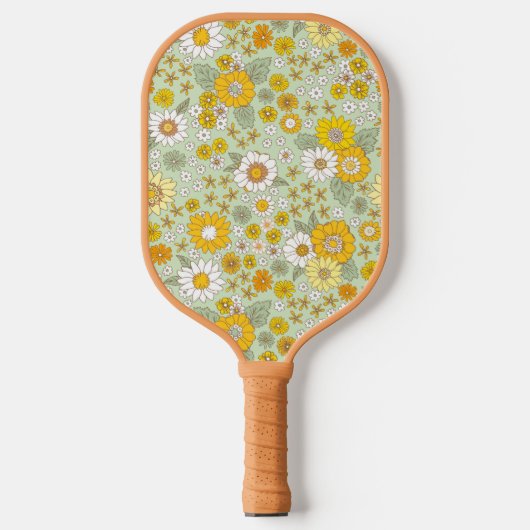 Gele Floral Garden Pattern Pickleball Paddle (Voorkant)