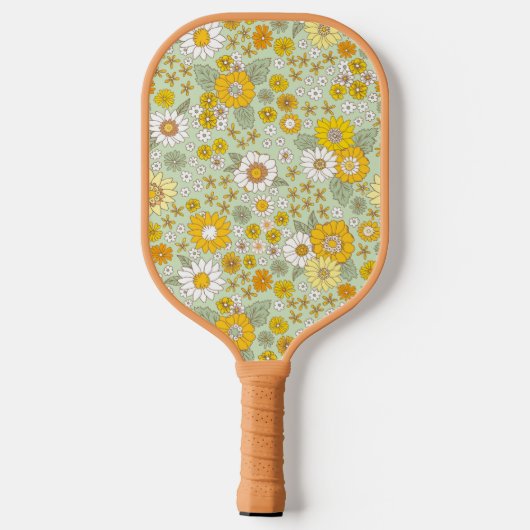 Gele Floral Garden Pattern Pickleball Paddle (Achterkant)