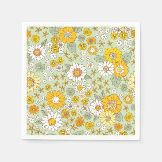 Gele Floral Garden Pattern Servet (Voorkant)