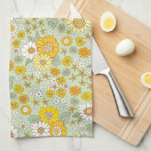 Gele Floral Garden Pattern Theedoek (Quarter Fold)