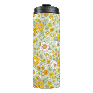 Gele Floral Garden Pattern Thermosbeker