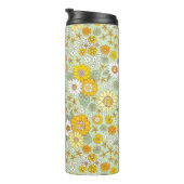 Gele Floral Garden Pattern Thermosbeker (Geroteerd rechts)