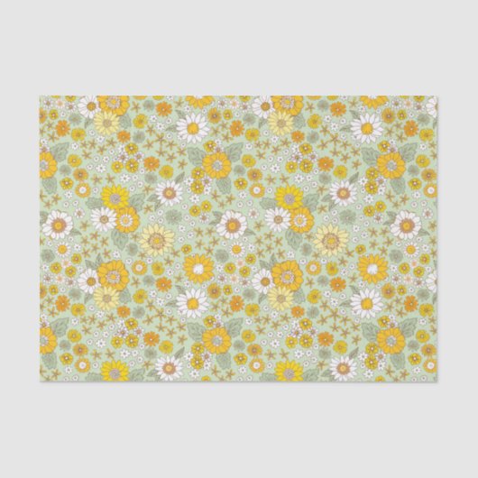 Gele Floral Garden Pattern Tissuepapier (Voorkant)