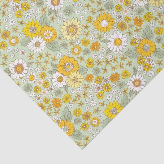 Gele Floral Garden Pattern Tissuepapier (Detail)