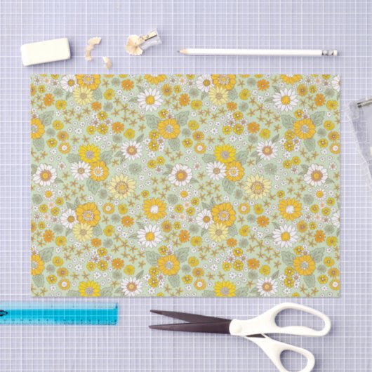 Gele Floral Garden Pattern Tissuepapier (Craft)