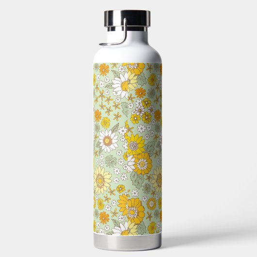 Gele Floral Garden Pattern Waterfles (Rechts)