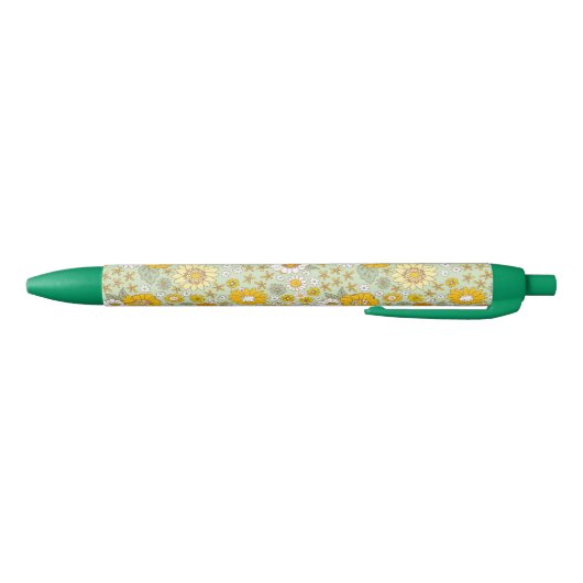 Gele Floral Garden Pattern Zwarte Inkt Pen (Bodem)
