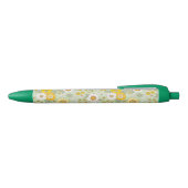 Gele Floral Garden Pattern Zwarte Inkt Pen (Bovenkant)