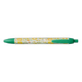 Gele Floral Garden Pattern Zwarte Inkt Pen (Achterkant)