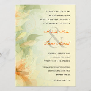 Gele Floral Garden Wedding Invitations Kaart