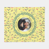 Gele Floral GEWELDIGE MOM met FOTO-Moederdag Fleece Deken (Voorkant (Horizontaal))