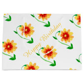 Gele Floral Gift Bag Large Cadeautasje (Voorkant)