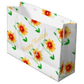 Gele Floral Gift Bag Large Cadeautasje (Voorkant Gekanteld)
