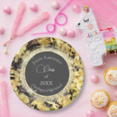 Gele Floral Glittery Afstuderen gepersonaliseerd Papieren Bordje (Feest)