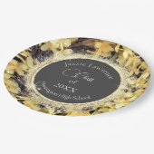 Gele Floral Glittery Afstuderen gepersonaliseerd Papieren Bordje (Gekanteld)