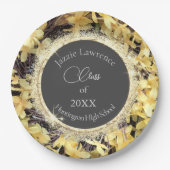 Gele Floral Glittery Afstuderen gepersonaliseerd Papieren Bordje (Voorkant)