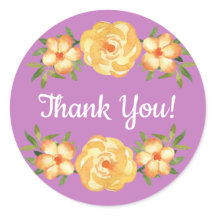 Gele Floral Green Leaves Paars Dank u