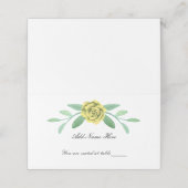 Gele Floral Greenery Foliage Folded Place Card Plaatskaartje (Buitenkant ongevouwen)