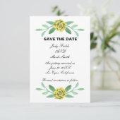 Gele Floral Greenery Foliage Save the Date Kaart (Staand voorkant)
