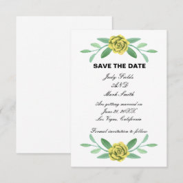 Gele Floral Greenery Foliage Save the Date Kaart
