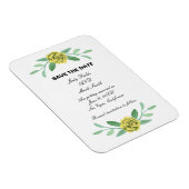Gele Floral Greenery Foliage Save the Date Magneet (Rechterzijde)