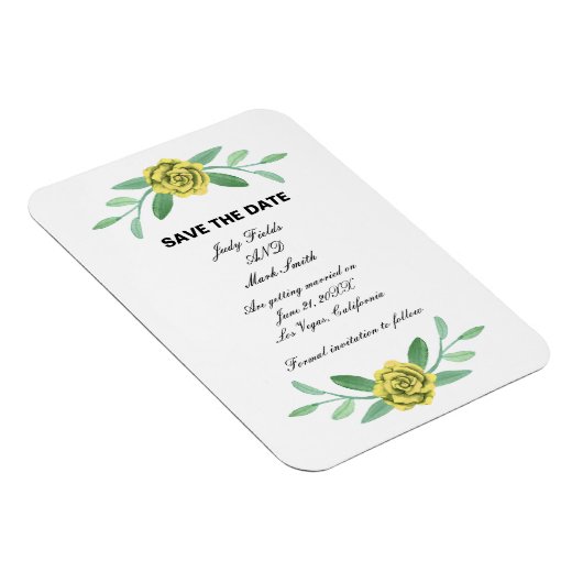 Gele Floral Greenery Foliage Save the Date Magneet (Rechterzijde)