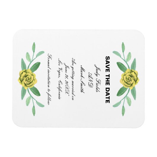 Gele Floral Greenery Foliage Save the Date Magneet (Horizontaal)