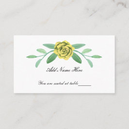 Gele Floral Greenery Foliage Table Place Card Plaatskaartje
