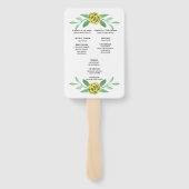 Gele Floral Greenery Foliage Wedding Programme Fan Handwaaier (Achterkant)