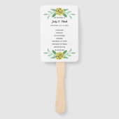 Gele Floral Greenery Foliage Wedding Programme Fan Handwaaier (Voorkant)