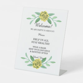 Gele Floral Greenery Foliage Wedding Safety Reclamebord Met Voetstuk